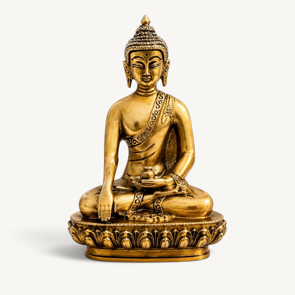 Handmade Brass Sitting Buddha Statue, Meditation Zen Decor, Spiritual Sculpture, Yoga Room Accent