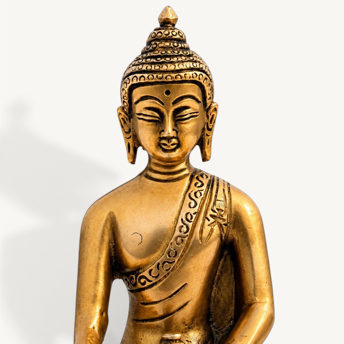 Handmade Brass Sitting Buddha Statue, Meditation Zen Decor, Spiritual Sculpture, Yoga Room Accent