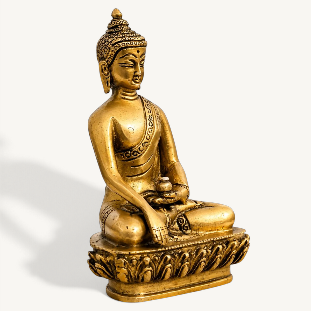 Handmade Brass Sitting Buddha Statue, Meditation Zen Decor, Spiritual Sculpture, Yoga Room Accent