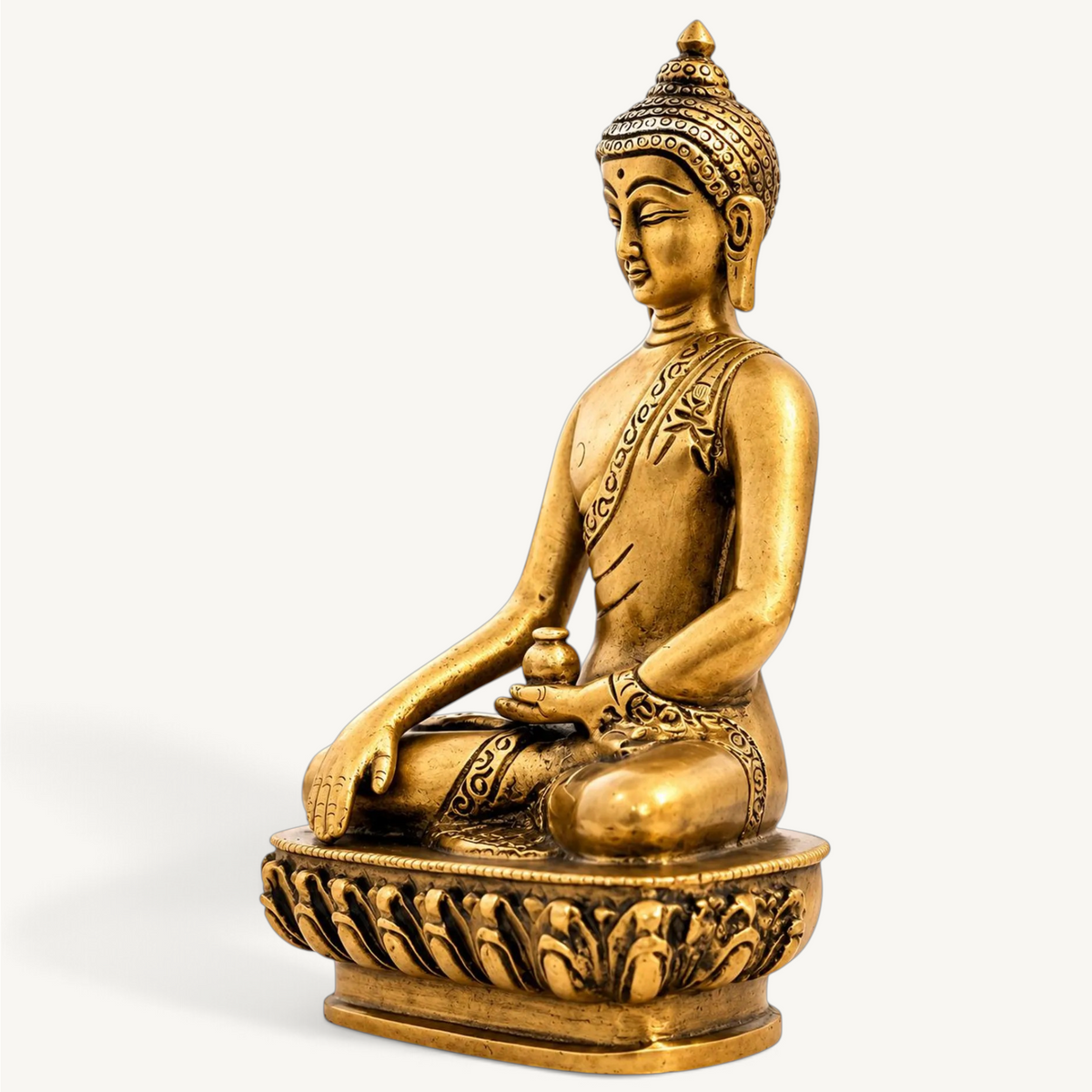 Handmade Brass Sitting Buddha Statue, Meditation Zen Decor, Spiritual Sculpture, Yoga Room Accent