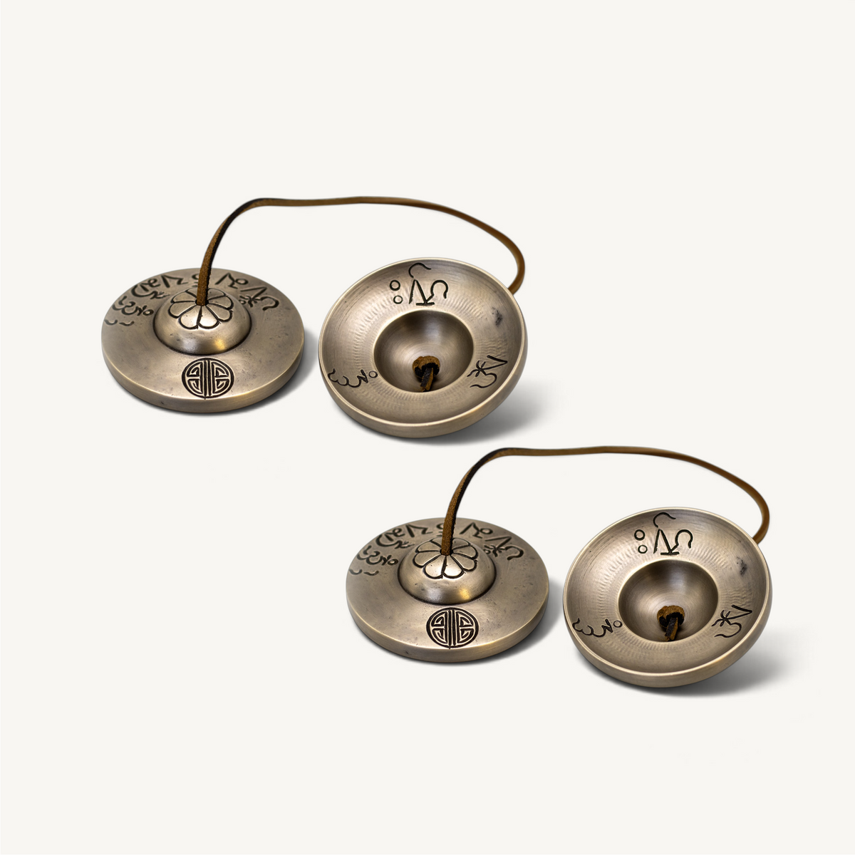 Full Moon Carved High Quality Tingsha Cymbals with Tibetan Mantra | 7 cm – 9 cm | Clear Resonant Sound for Meditation & Rituals from Nepal