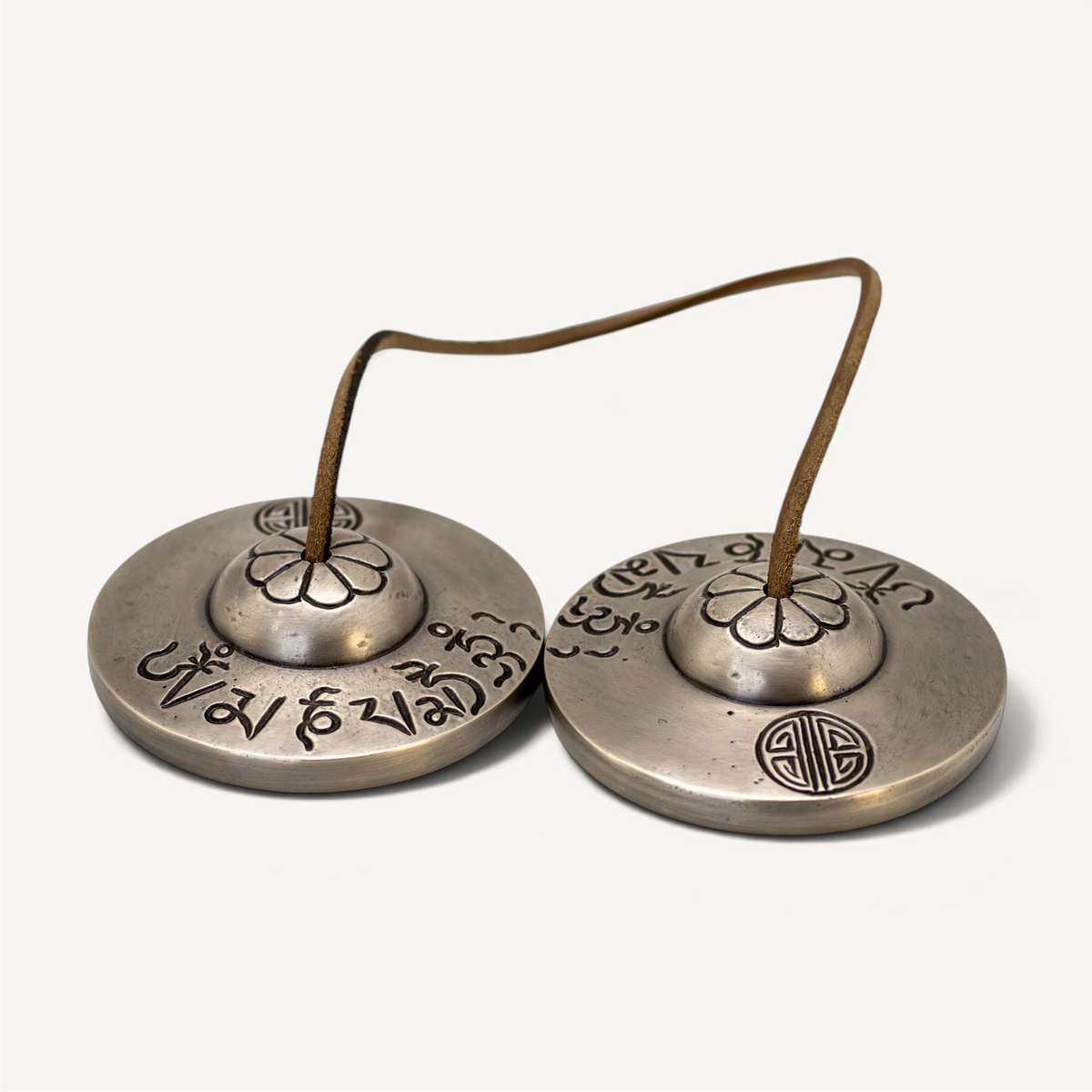 Full Moon Carved High Quality Tingsha Cymbals with Tibetan Mantra | 7 cm – 9 cm | Clear Resonant Sound for Meditation & Rituals from Nepal