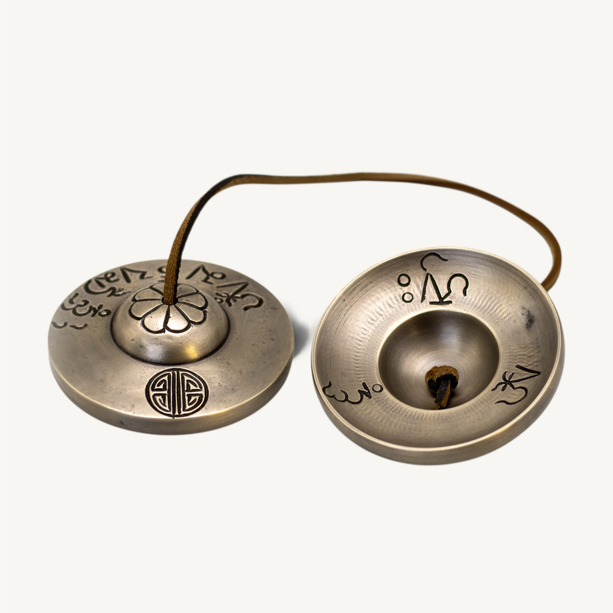 Full Moon Carved High Quality Tingsha Cymbals with Tibetan Mantra | 7 cm – 9 cm | Clear Resonant Sound for Meditation & Rituals from Nepal